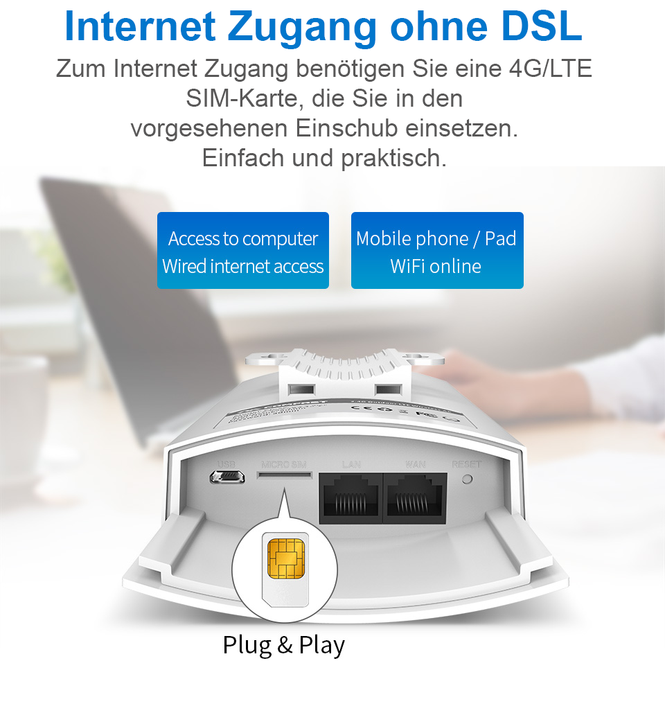 COMFAST-4woYVsM54ZRVkH COMFAST 4G/LTE Router DRH-E5 von GSM-One