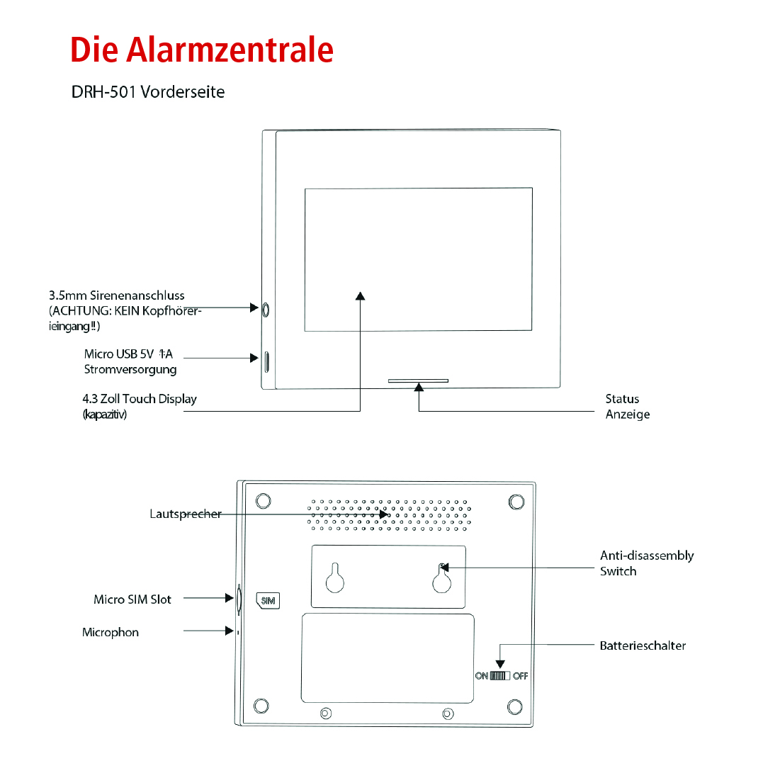 DRH-501 Alarmanlage. GSM+WiFi Alarmierung und Steuerung